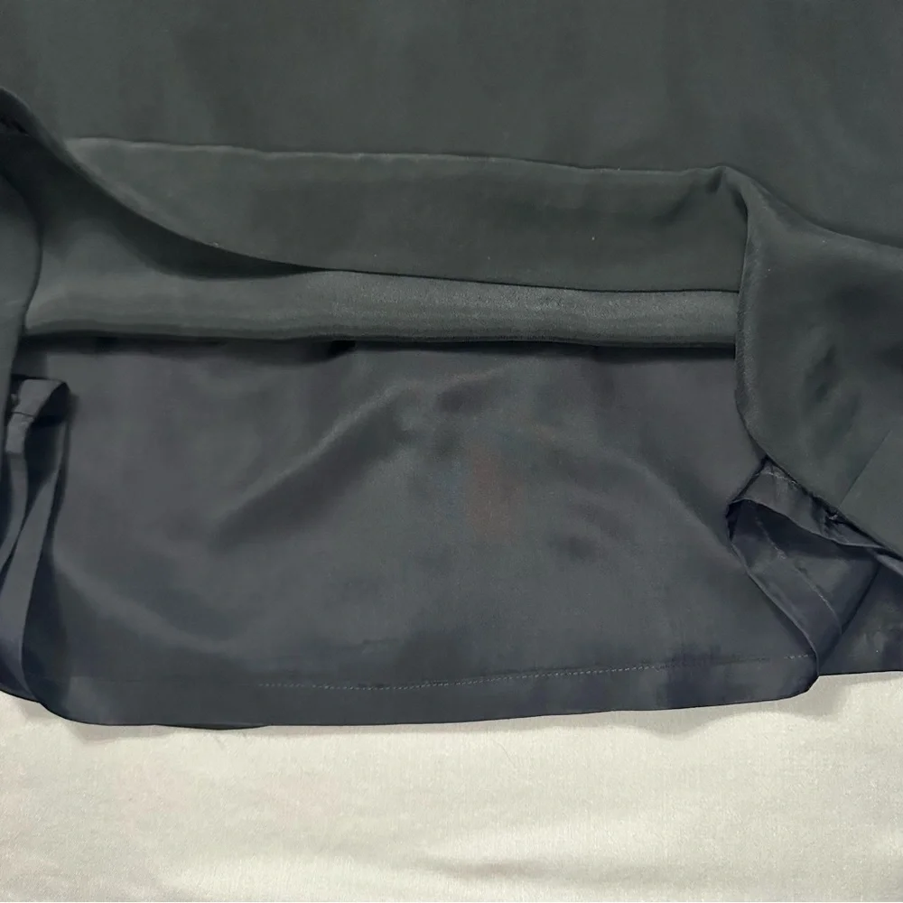VTG Patrick Collection Black Silk Midi Skirt Women Size 14 Lined Elastic Waist
